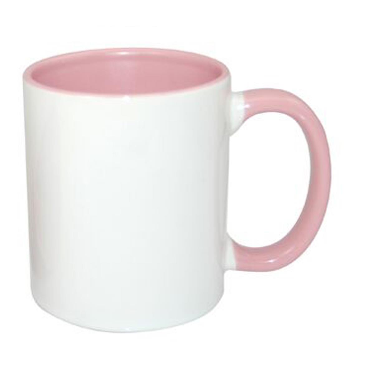 Sublimok mit farbiger Innenseite und Henkel 30 cl, Sublimationsbecher aus Porzellan, ausgeführt in Rosa